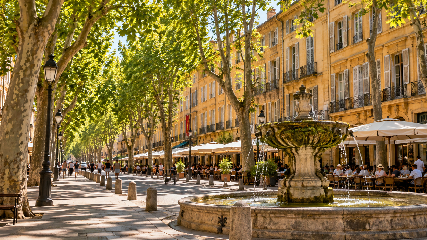 Cours Mirabeau in Aix-en-Provence, Provence, France