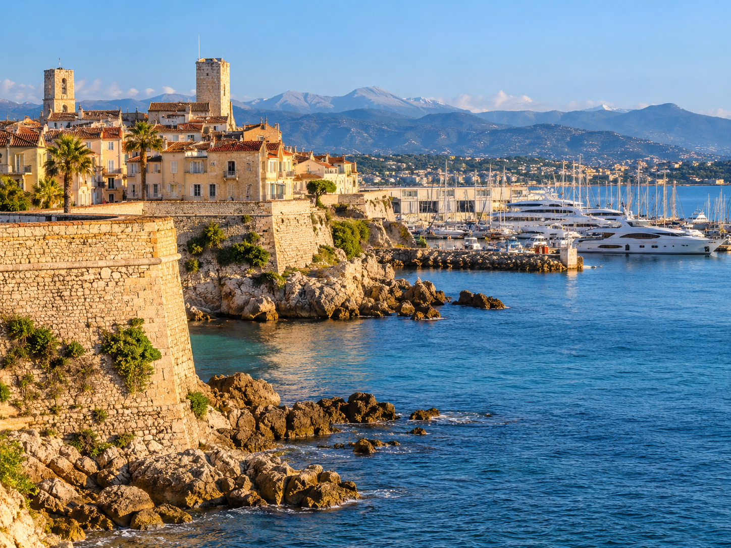 View of Antibes Old Town and Port Vauban on the French Riviera