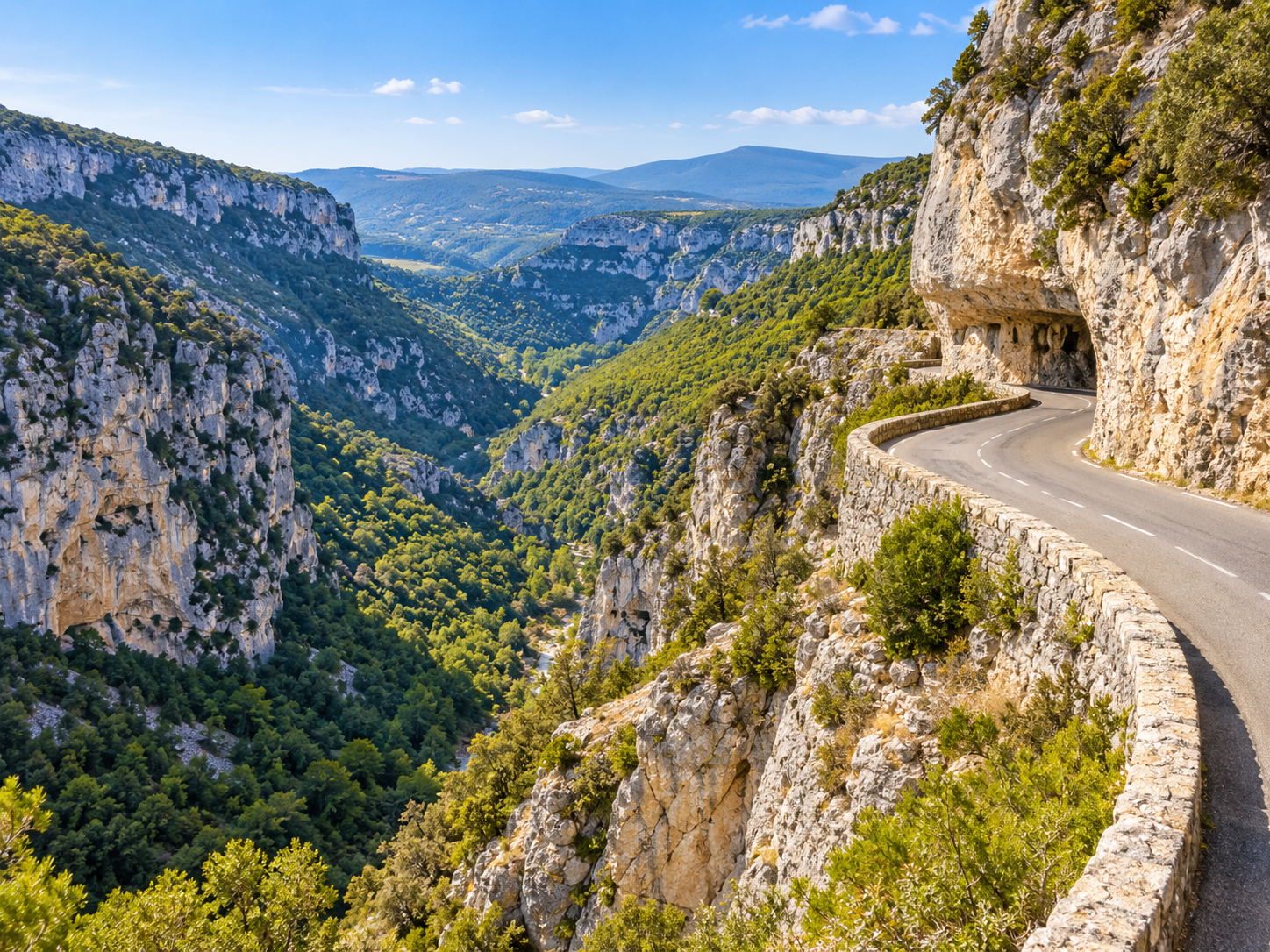 Scenic road through the Gorges de la Nesque in Vaucluse, Provence, France
