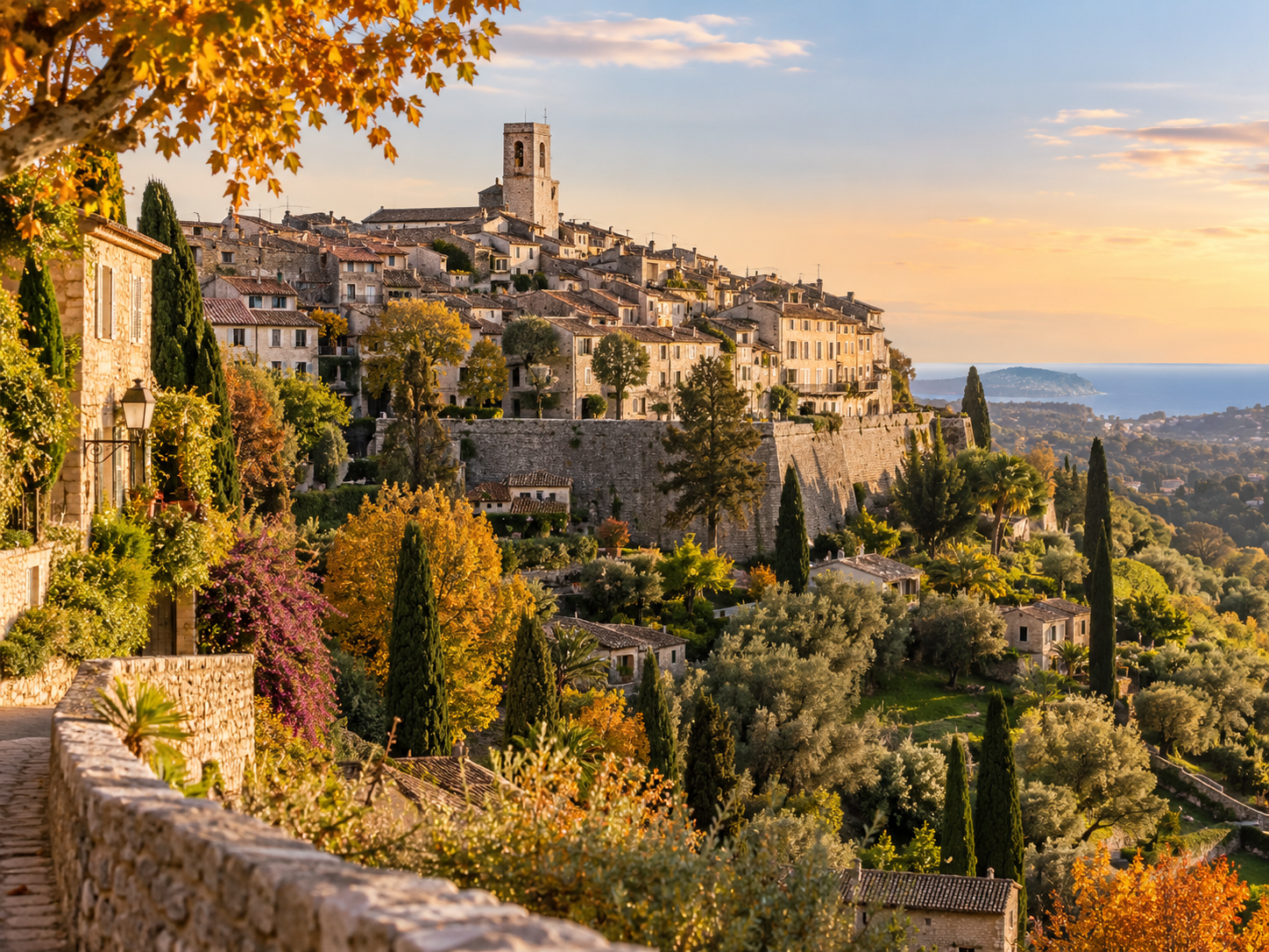 Autumn view of Saint-Paul de Vence on the French Riviera