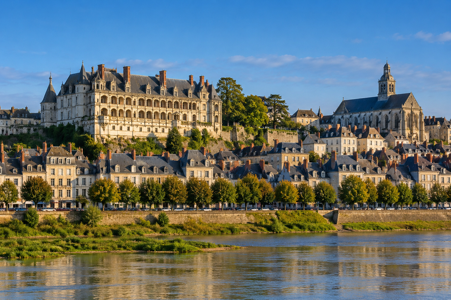 Blois and the Château Royal overlooking the Loire Valley in France