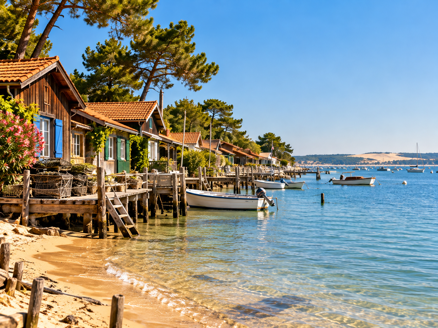 Oyster village of L’Herbe on Cap Ferret in Arcachon Bay