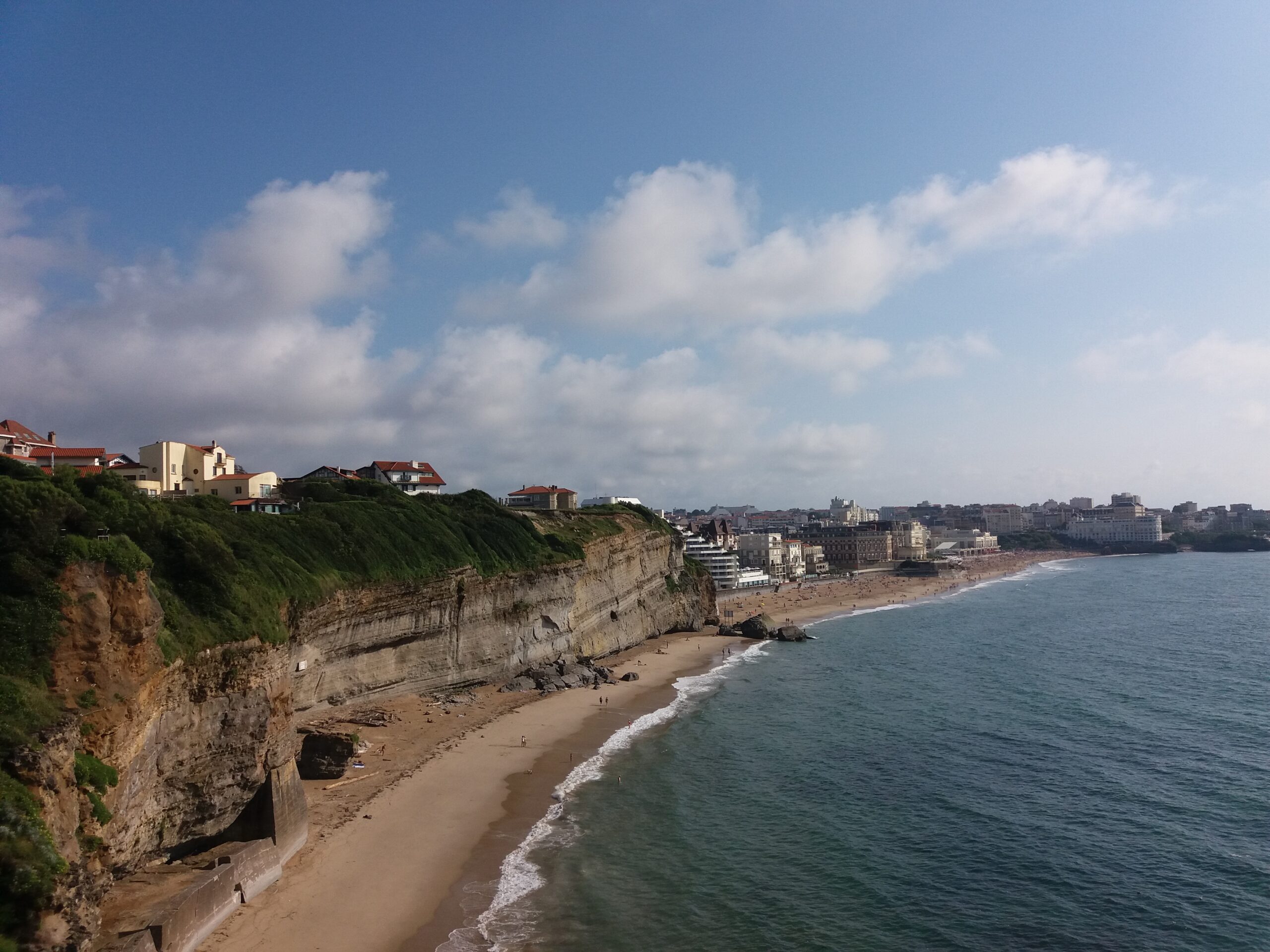 Biarritz coastline and Grande Plage viewed from the cliffs above Miramar Beach