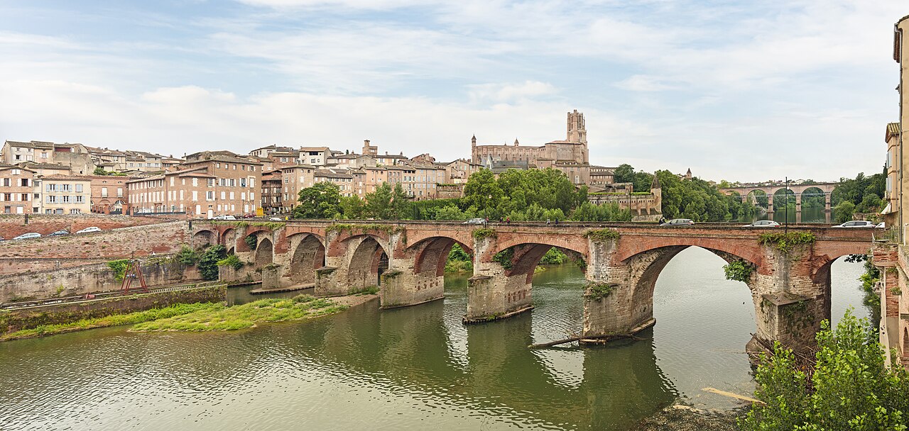 Albi Cathedral and the Pont Vieux viewed from the Madeleine district