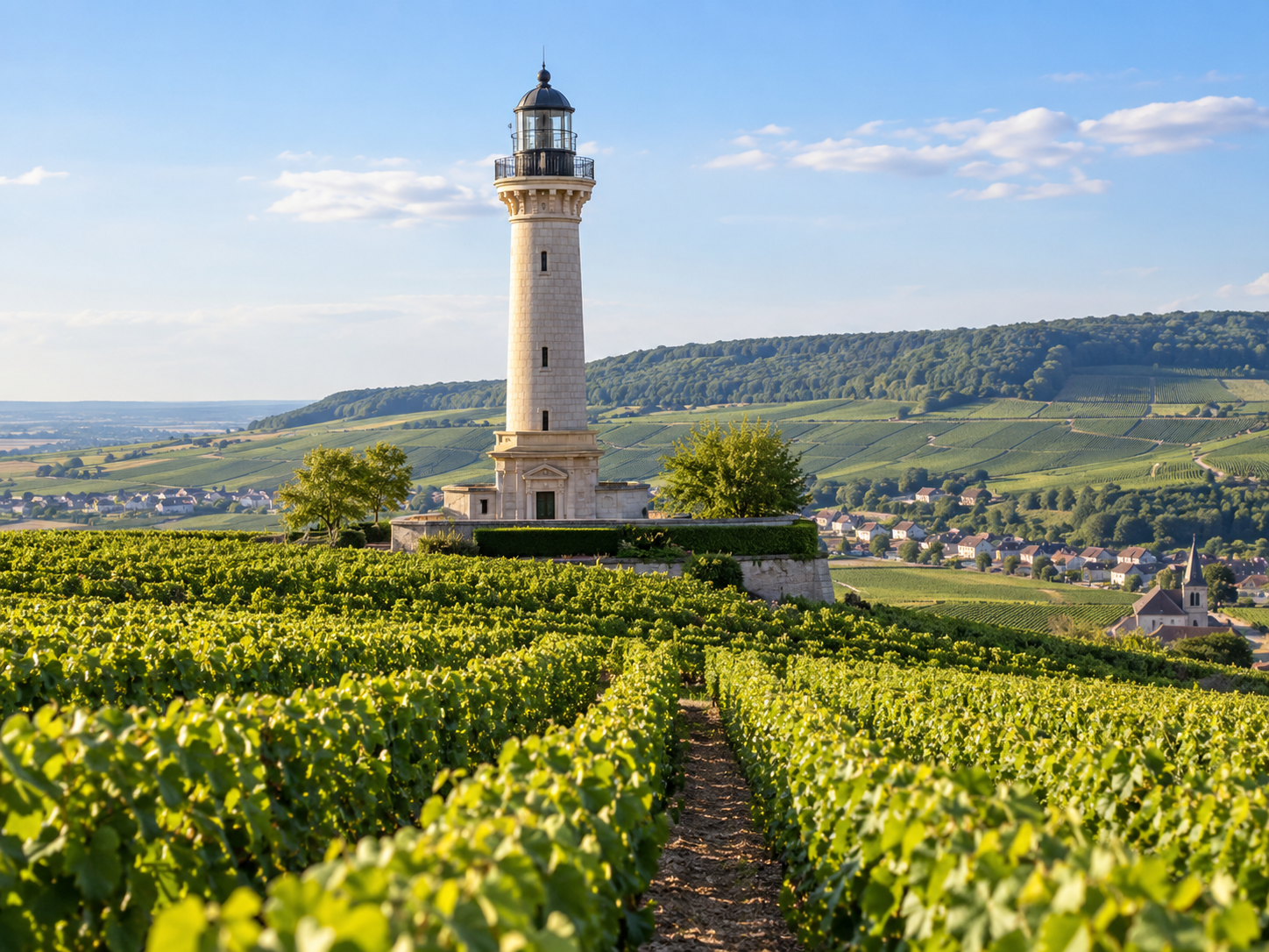 Phare de Verzenay surrounded by vineyards in Champagne, France